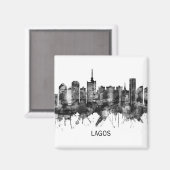 Lagos Nigeria Skyline BW Magnet (Vorderseite/Rückseite)