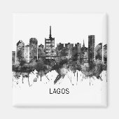 Lagos Nigeria Skyline BW Magnet (Vorne)