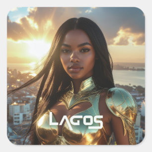 LAGOS - NIGERIA - SUPERHELD QUADRATISCHER AUFKLEBER