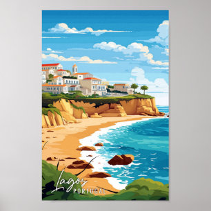 Lagos Portugal Art Vintage Illustration Poster