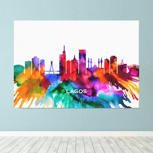 Lagos Skyline Leinwanddruck (Insitu (Holzboden))