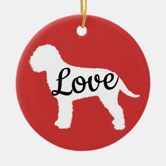 Lagotto Liebe White & Black Keramik Ornament (Vorne)