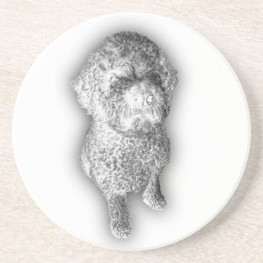 Lagotto Lines – Artisan Coaster for the Curly-Coat Getränkeuntersetzer (Vorne)