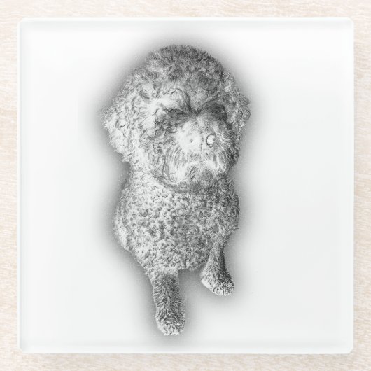 Lagotto Lines – Artisan Coaster for the Curly-Coat Glasuntersetzer (Vorderseite)