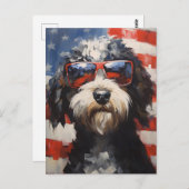 Lagotto Romagnolo 4. Juli Unabhängigkeitstag Postkarte (Vorne/Hinten)