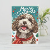 Lagotto Romagnolo Frohe Weihnachten (Stehend Vorderseite)