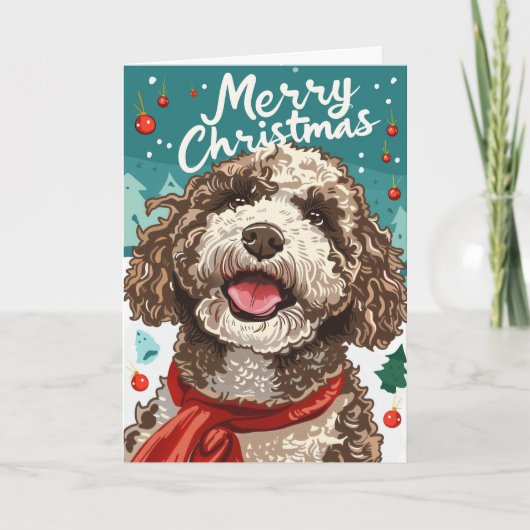 Lagotto Romagnolo Frohe Weihnachten Personalisiert (Vorderseite)