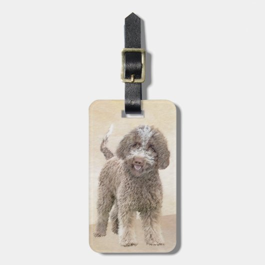 Lagotto Romagnolo Malerei - Niedliche Original Dog Gepäckanhänger (Vorderseite vertikal)