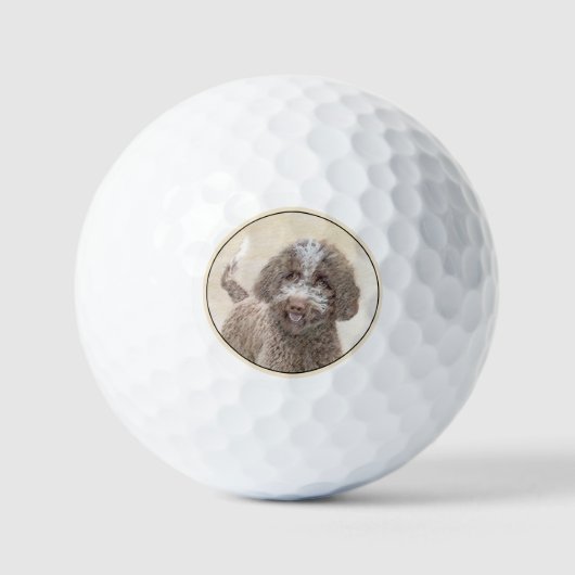 Lagotto Romagnolo Malerei - Niedliche Original Dog Golfball (Vorderseite)