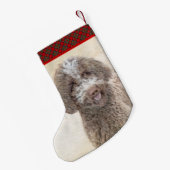 Lagotto Romagnolo Malerei - Niedliche Original Dog Kleiner Weihnachtsstrumpf (Rückseite (Hängend))