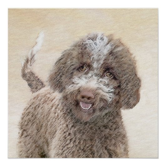 Lagotto Romagnolo Malerei - Niedliche Original Dog Poster (Vorderseite)