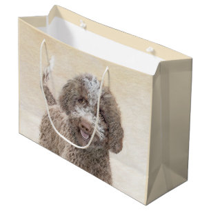 Lagotto Romagnolo Malerei - Niedliches Original Hu Große Geschenktüte