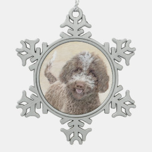 Lagotto Romagnolo Malerei - Niedliches Original Hu Schneeflocken Zinn-Ornament