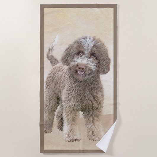 Lagotto Romagnolo Malerei - Niedliches Original Hu Strandtuch (Vorderseite)