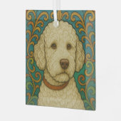 Lagotto Romagnolo "Stains Glass" Ornament Aus Glas (Vorderseite links)