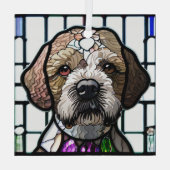 Lagotto Romagnolo "Stains Glass" Ornament Aus Glas (Rückseite)