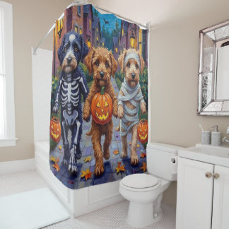 Lagotto Romagnolo Süßigkeitenbetteln Halloween Duschvorhang