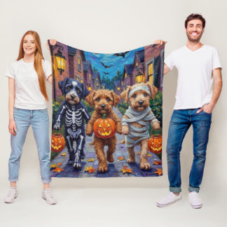 Lagotto Romagnolo Süßigkeitenbetteln Halloween Fleecedecke