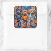 Lagotto Romagnolo Trick-or-Treating Halloween Quadratischer Aufkleber (Tasche)