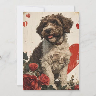Lagotto Romagnolo Valentinstag im Vintage-Stil  Feiertagskarte