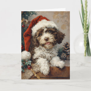 Lagotto Romagnolo Vintag personalisierte Weihnacht Feiertagskarte