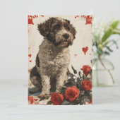 Lagotto Romagnolo Vintag Valentinstag Feiertagskarte (Stehend Vorderseite)