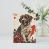 Lagotto Romagnolo Vintag Valentinstag Postkarte (Stehend Vorderseite)