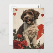 Lagotto Romagnolo Vintag Valentinstag Postkarte (Vorne/Hinten)