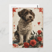 Lagotto Romagnolo Vintag Valentinstag Postkarte (Vorne/Hinten)