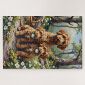 Lagotto Romagnolo Waldblüten Kunst Puzzle (Horizontal)