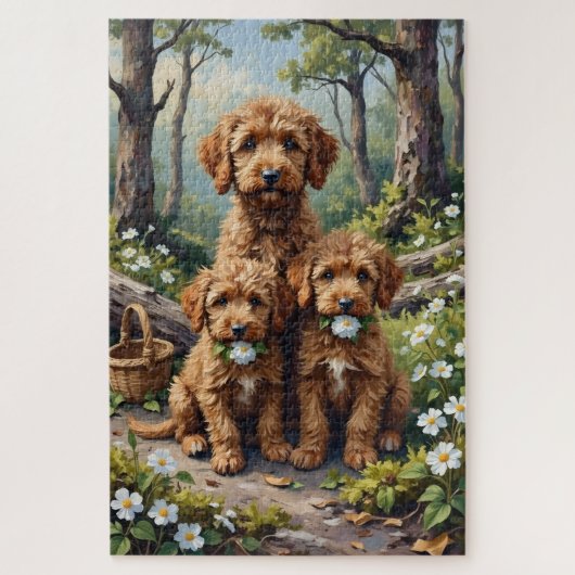 Lagotto Romagnolo Waldblüten Kunst Puzzle (Vertikal)