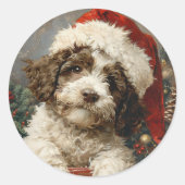 Lagotto Romagnolo Weihnachten Runder Aufkleber (Vorderseite)