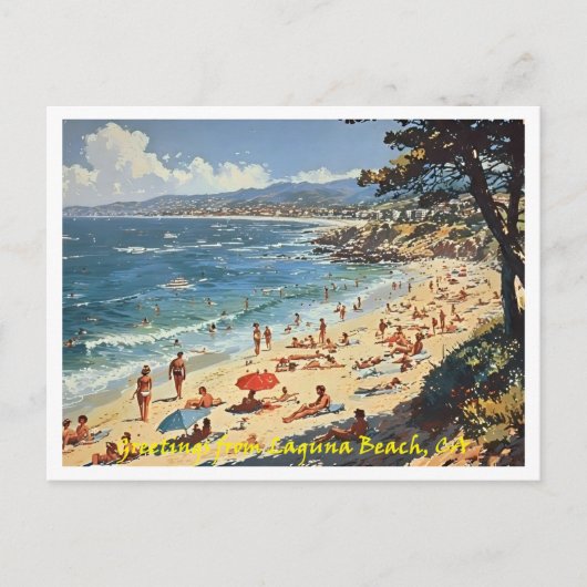 Laguna Beach CA, Greetings Illustration Postkarte (Vorderseite)