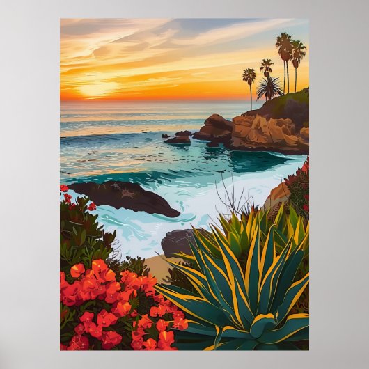Laguna Beach, California Abstrakt Art Poster (Vorne)