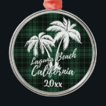Laguna Beach California Palm Tree Green Kariert Ornament Aus Metall<br><div class="desc">Laguna Beach California Beach Palm Tree Green Karierte Ornament</div>