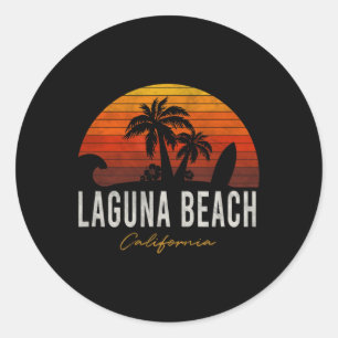 Laguna Beach California Palms Vacation Surf Sundow Runder Aufkleber
