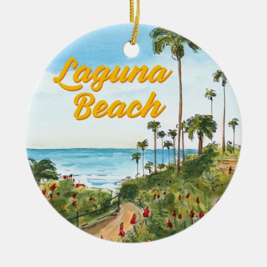 Laguna Beach California Schmuckstück – Küstenkunst Keramik Ornament (Vorne)