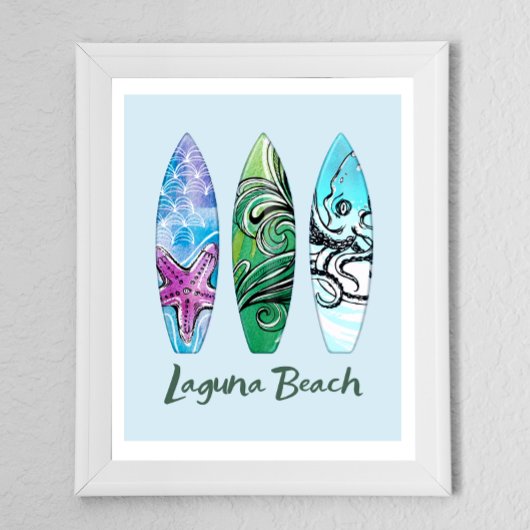 Laguna Beach California Surfboards Poster
