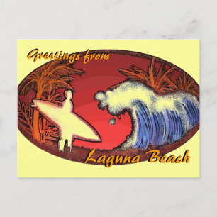 Laguna Beach California Surfer Art Gruß Postkarte