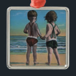 Laguna Beach, FL - Grüße von der Szene mit Kindern Ornament Aus Metall<br><div class="desc">Laguna Beach,  FL - Grüße von der Szene mit Kindern - Laguna Beach,  FL wurde im Jahre 1909 hergestellt. Dieses Bild stellt Szenen vom Laguna Beach,  FL dar.</div>