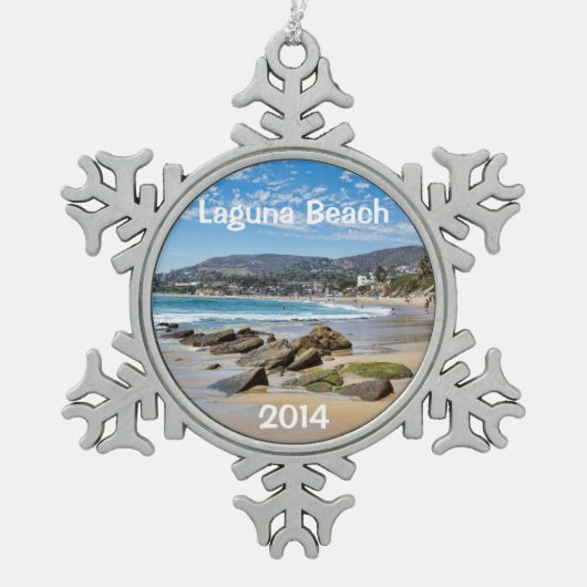 Laguna Beach Holiday Schneeflocken Zinn-Ornament (Vorderseite)