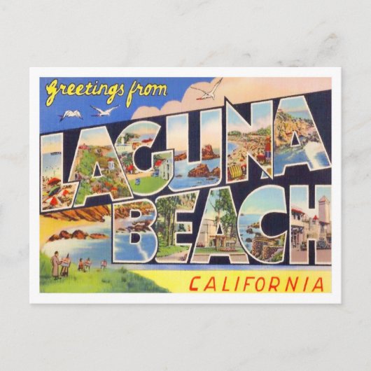 Laguna Beach, Kalifornien Vintag Big Letters Postkarte (Vorderseite)