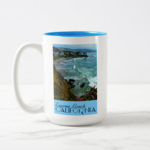 Laguna Beach Kalifornien Vintage-Reiseposter Zweifarbige Tasse