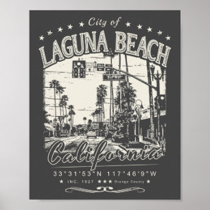LAGUNA BEACH ORANGE KALIFORNIEN VINTAGE POSTER