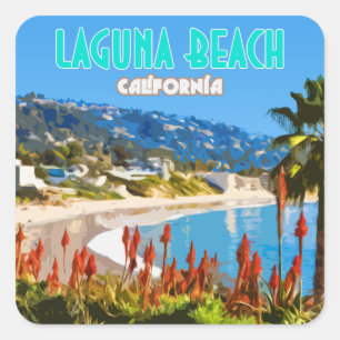 Laguna Beach Orange Landkreis Kalifornien Vintag Quadratischer Aufkleber