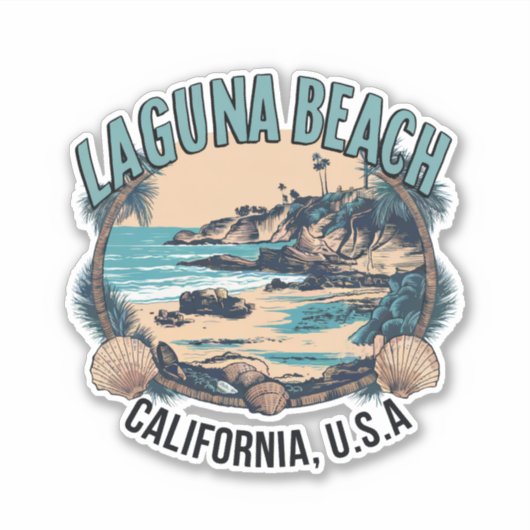 Laguna Beach Retro Vignette Car Decal Aufkleber (Vorderseite)