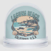 Laguna Beach Retro Vignette Schneekugeln (Vorderseite)