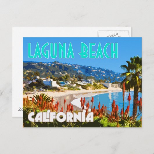 Laguna Beach Vintage Reiseposter Postkarte (Vorne/Hinten)