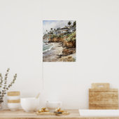 Laguna Beach Watercolor Art Print Poster (Küche)