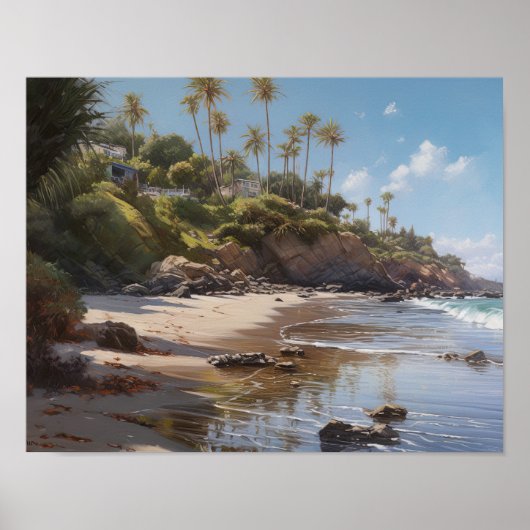 Laguna Beach Watercolor Art Print Poster (Vorne)